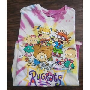 Nickelodeon Rugrats Tie-Dye Shirt Women Medium  Pink Long Sleeve 100% Cotton